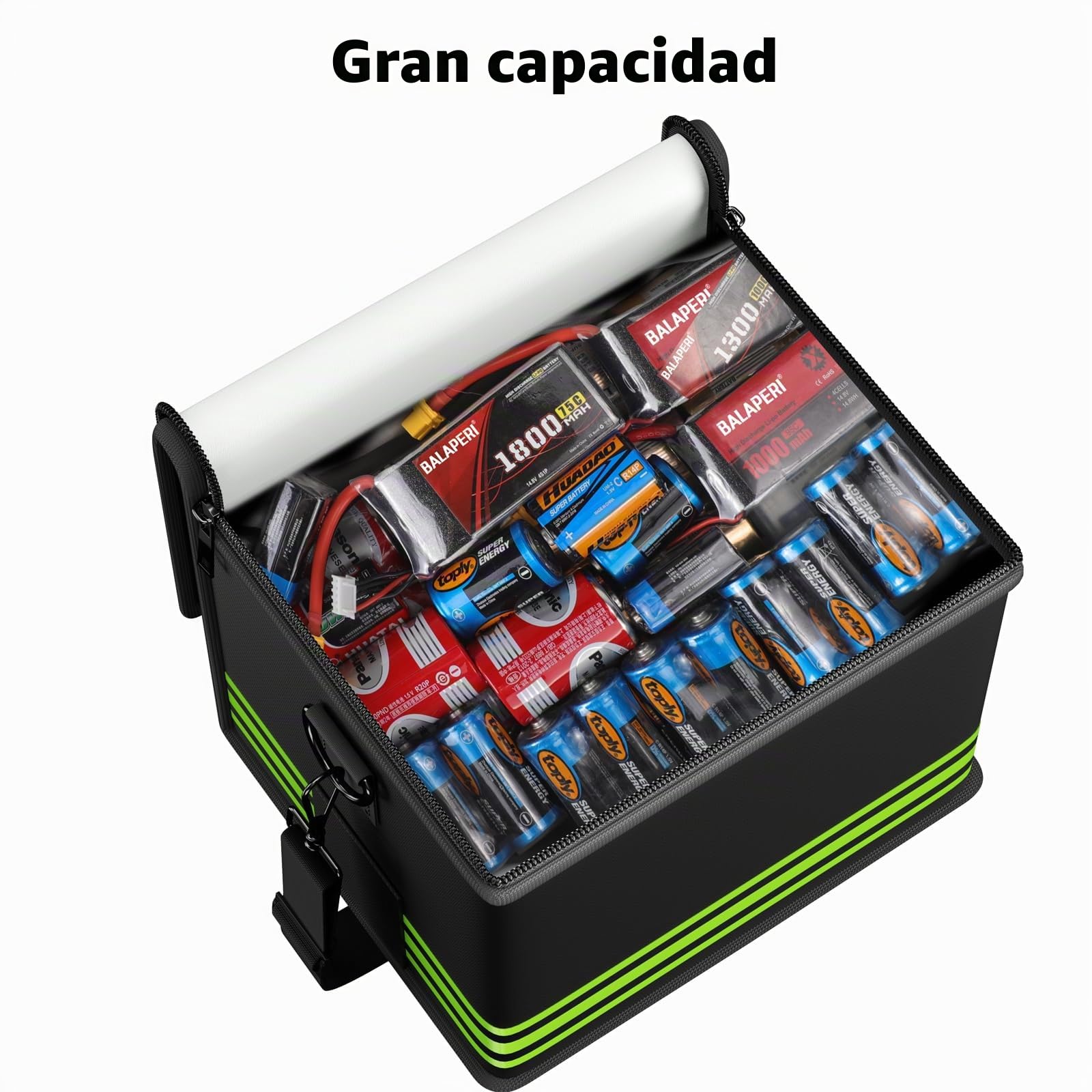 Lipo - Bolsa de batería ignífuga, a prueba de explosiones, bolsa de protección con doble cremallera para carga y almacenamiento seguros de batería Lipo