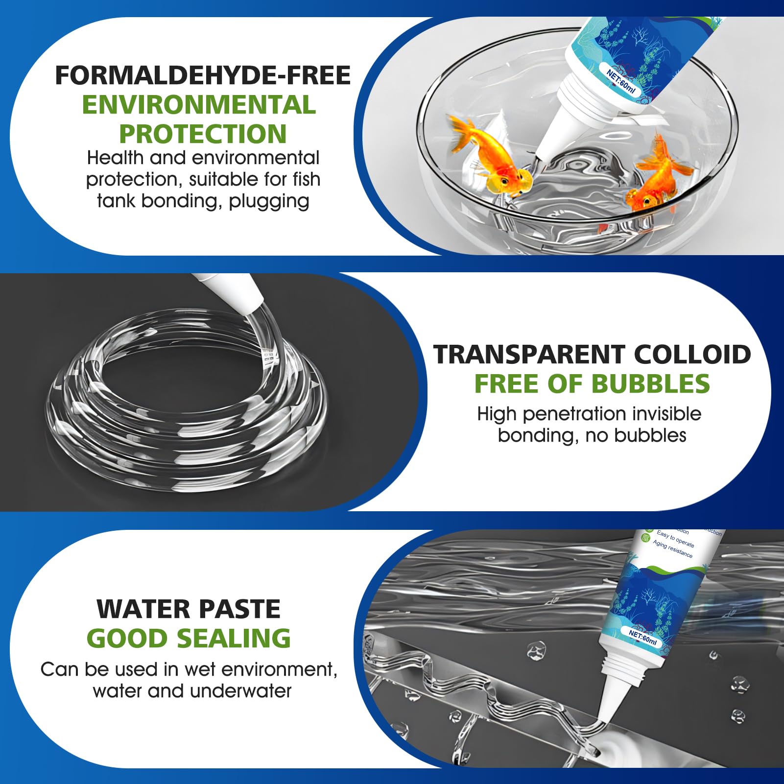 Silicona Transparente Sellante para Acuario Impermeable 60ml*2