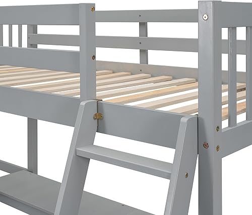 Miniatura 7 de Hlcodca Litera multifuncional individual sobre cama matrimonial en forma de L con escritorio y tobogán integrados cama alta de tamaño individual con