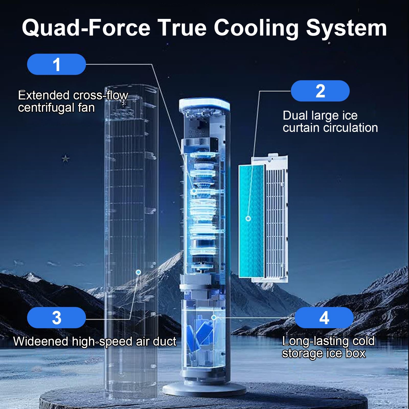 Ventilador Torre Portátil Refrigerado Por Agua de 103cm con Remoto