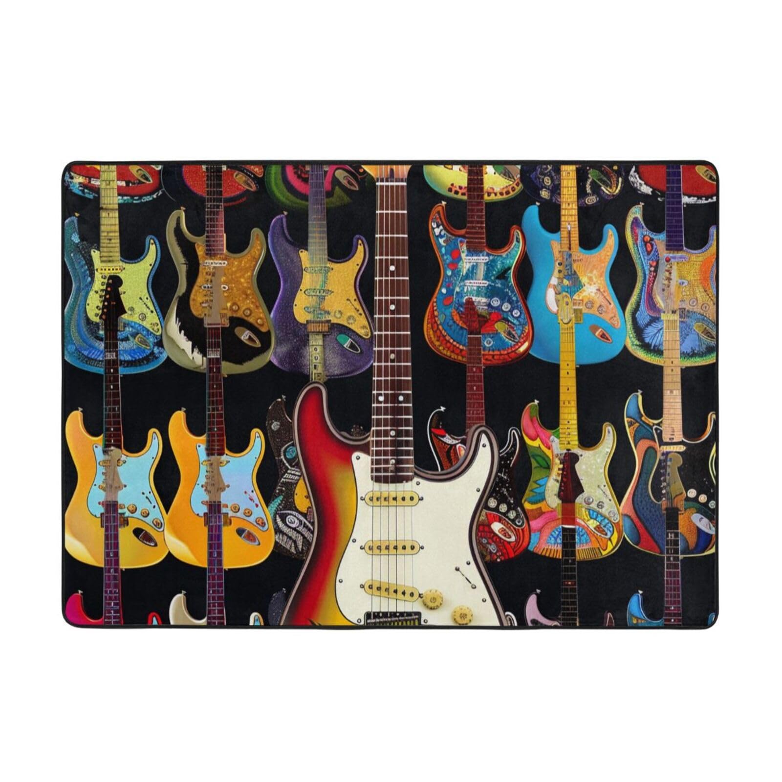 Tapis de sol imprimé guitare 203 x 147 cm pour salon et chambre