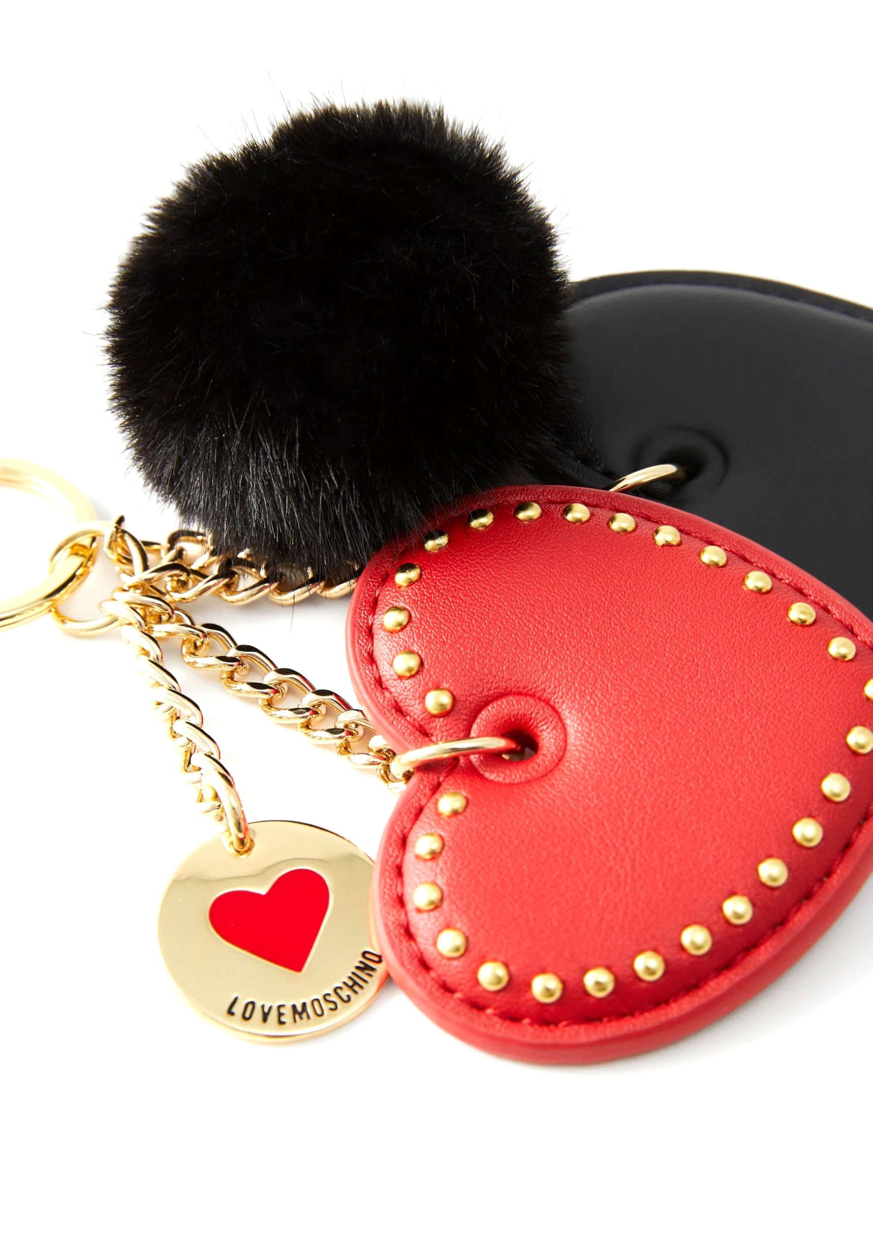 Love Moschino Schlüsselanhänger Anhänger, Schwarz und Rot, Metall Gold