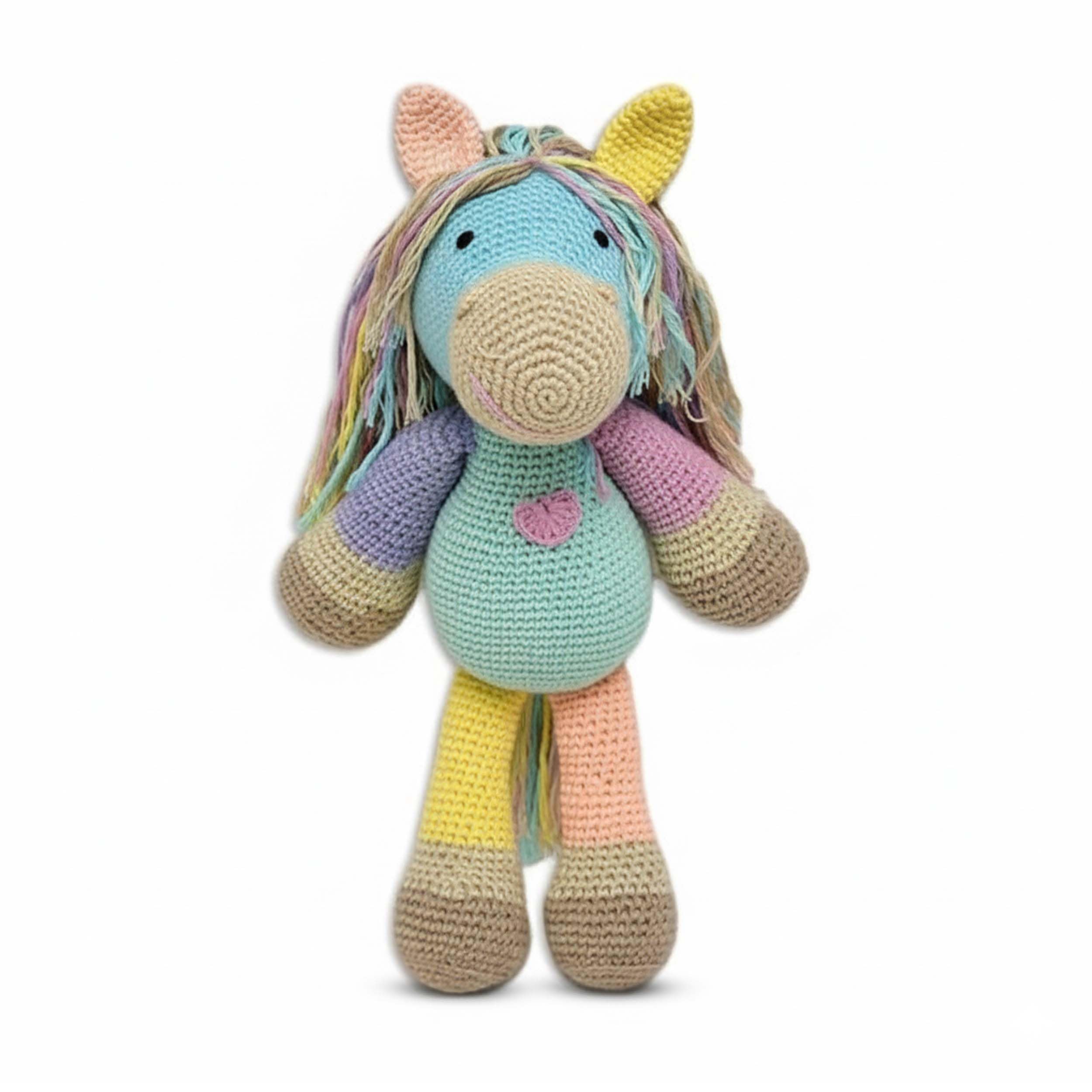 Atlas, Handmade Crochet Soft Toys for Kids, 46 cms, sttufed Horse Animal, Child Safe & eco-Friendly Toys for Girls and Boys, Kids