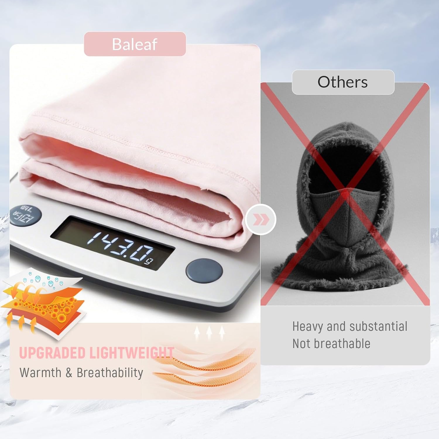 baleaf Balaclava Ski Mask Winter Water Resistant Face Mask for Women Men Cold Weather Gear Skiing Snowboarding Neck Gaiter Pink