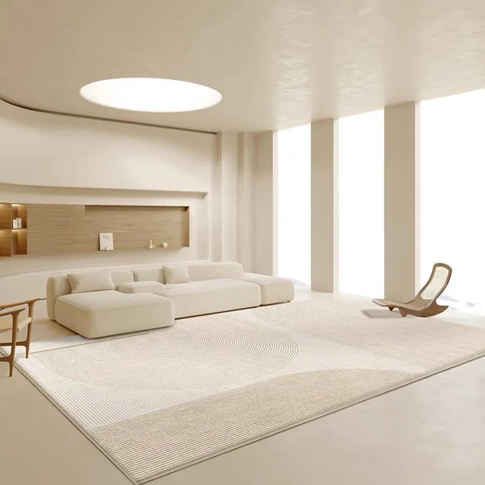 Tapis de salon crème 1400x2000mm imitation cachemire lavable chambre