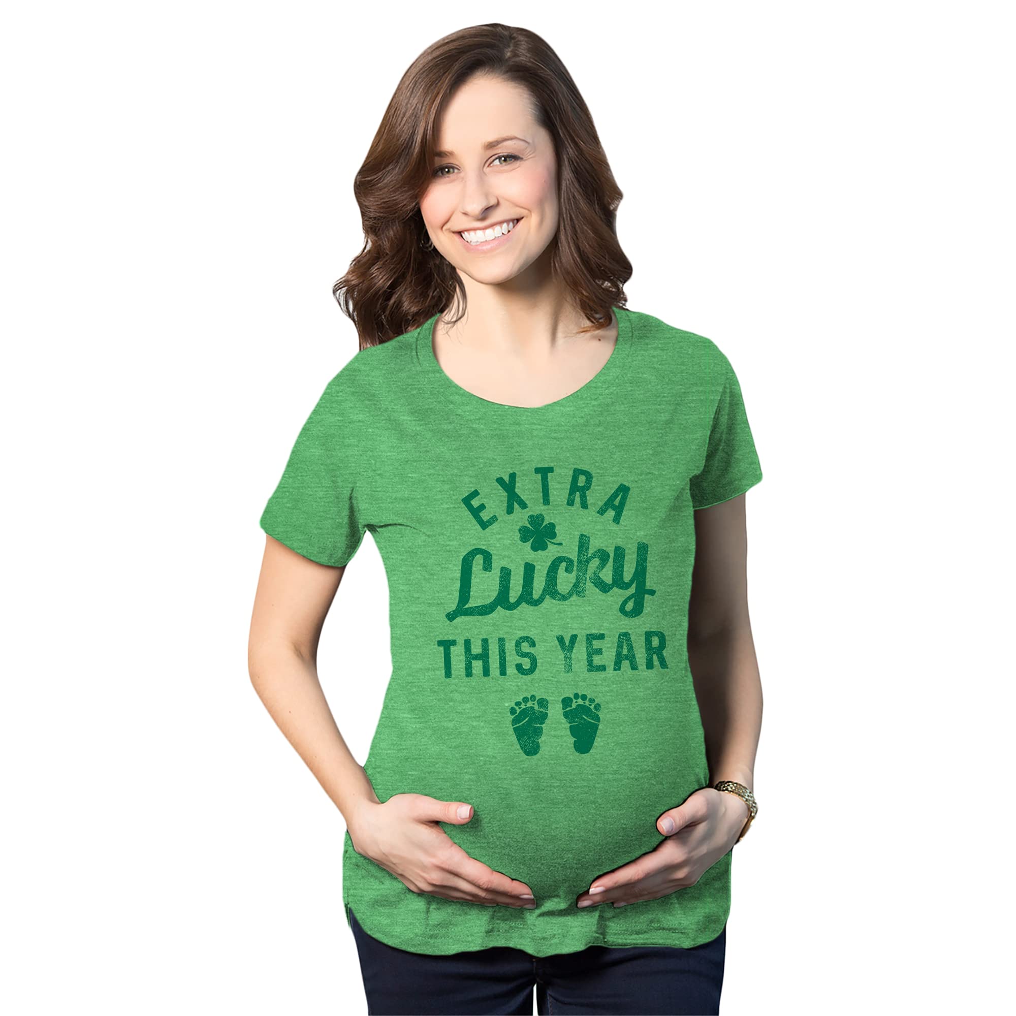 Maternity Extra Lucky This Year T Shirt Funny St Patricks Day Parade Novelty Pregnancy Tee