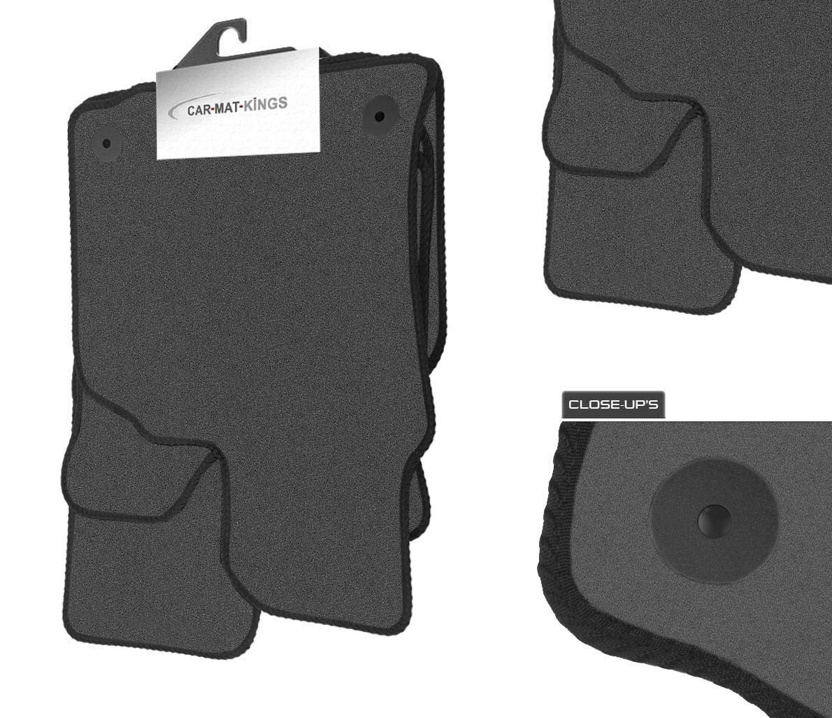 (Q112:VEL) 4 Piece Jaguar (2008-2014) XF Vehicle Specific Car Mat Set Grey Carpet Black Trim