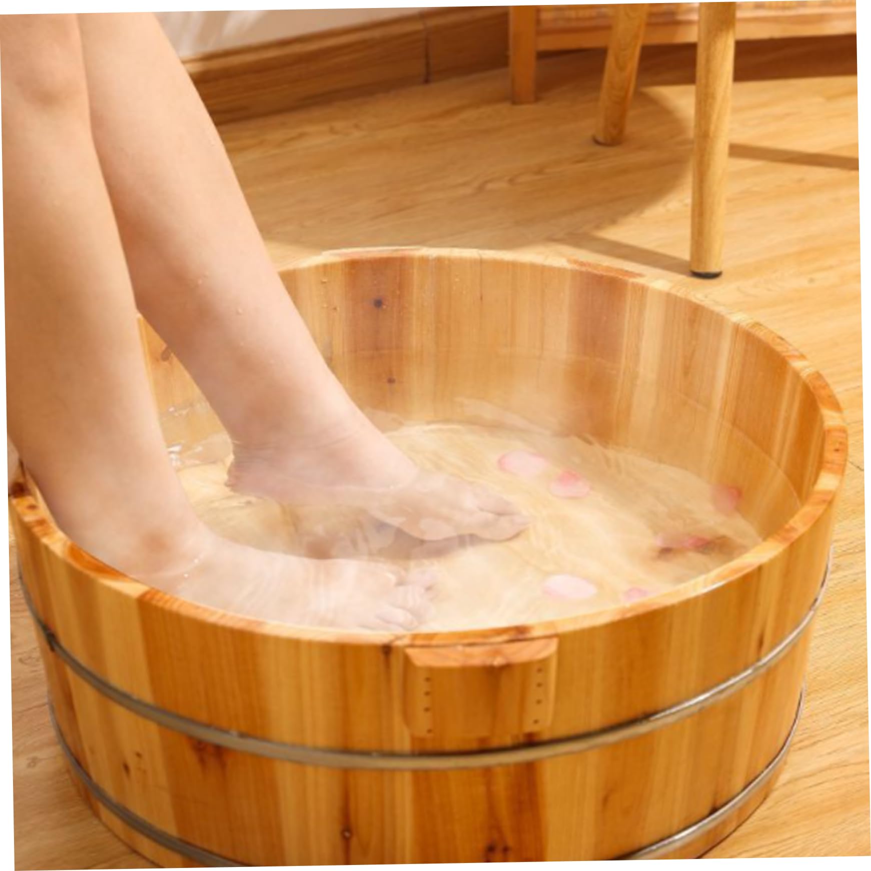 Vasca per pediluvio in legno per pedicure, spa, massaggio, vasca da bagno per rimuovere la pelle morta per la cura della sauna domestica, 14,2 x 6,3; 1