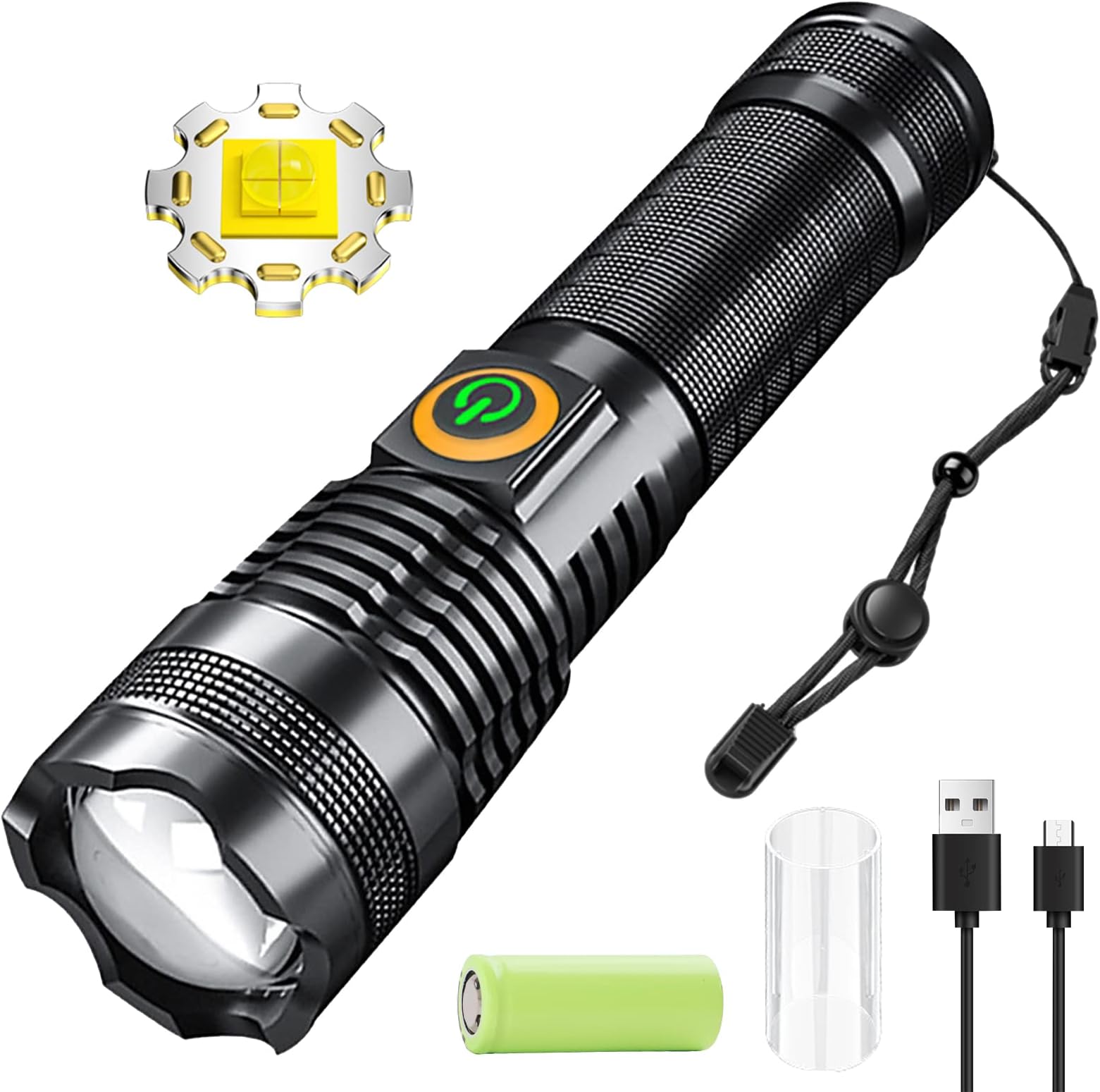 P70 Led Flashlight USB Rechargeable,1300 Lumens Super Bright Flashlight