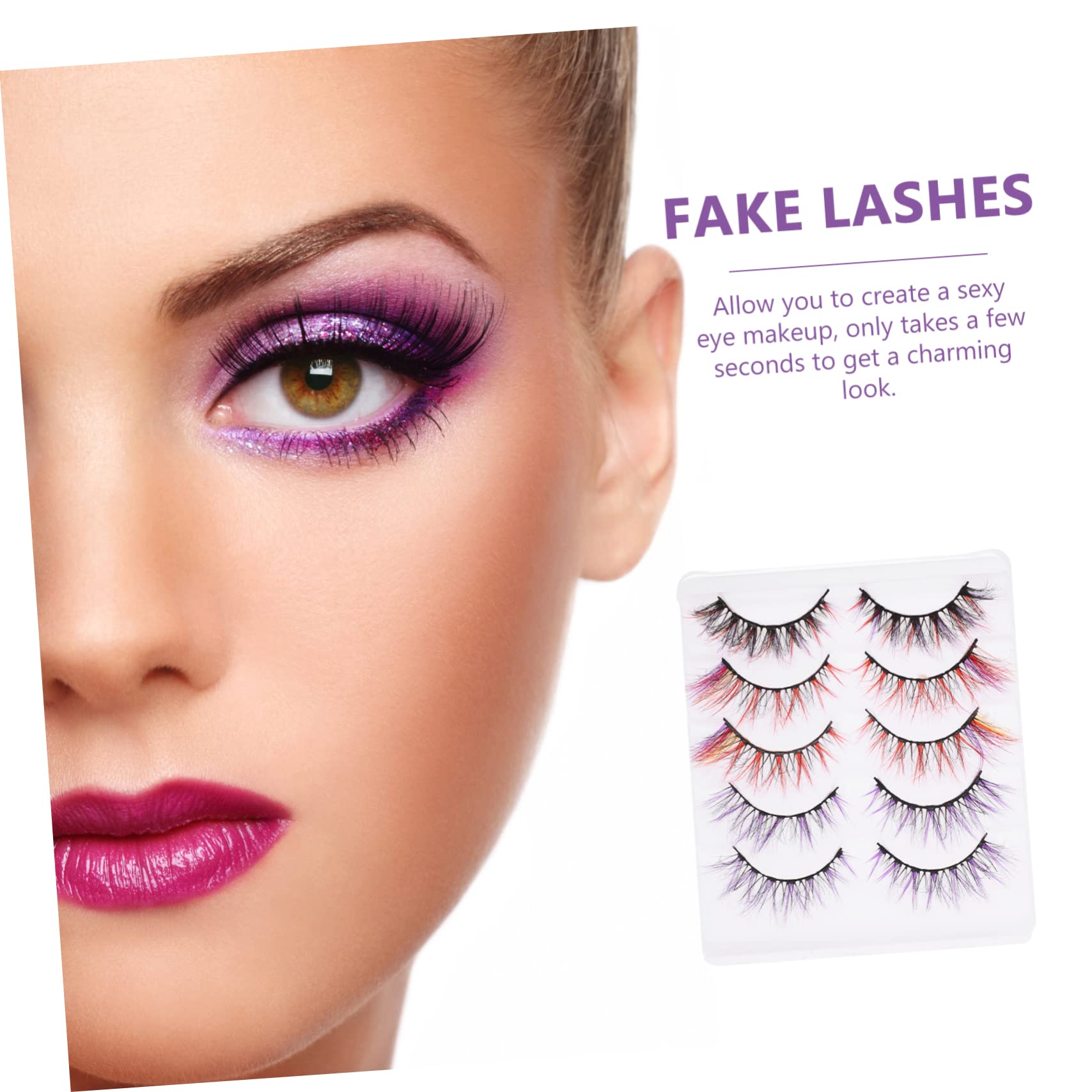 Baluue 25paia Ciglia Colorate Per Cosplay e Halloween Effetto Volume Per Makeup Da Festival e Occasioni Speciali
