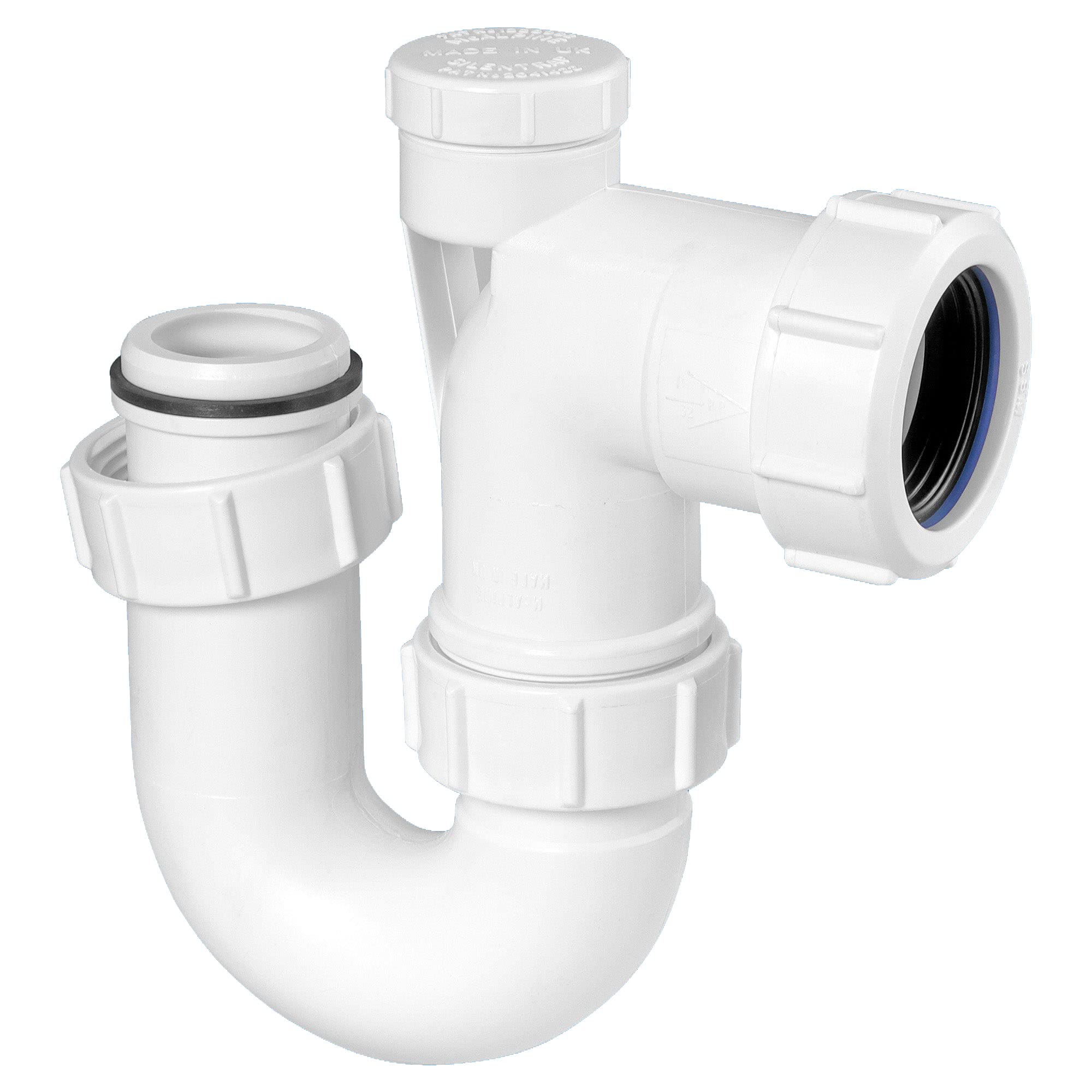 Mcalpine BT3V Tubular Swivel Low Inlet 'P' Trap with Anti-Syphon Valve. (Silentrap)