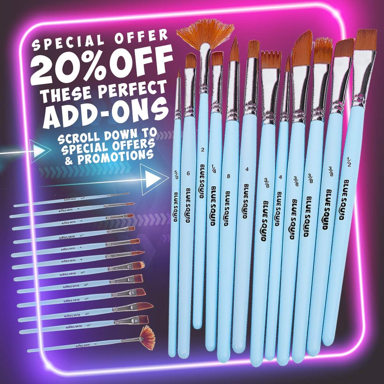 UV Face & Body Paint Set - Blue Squid, 8 Liquid UV Body Paints (8 Large 0.68 fl oz) +FREE BONUS Mini Ultraviolet Flashlight - Glow in The Dark Neon Face & Body Paint - Black Light Reactive Neon Paints : Beauty & Personal Care