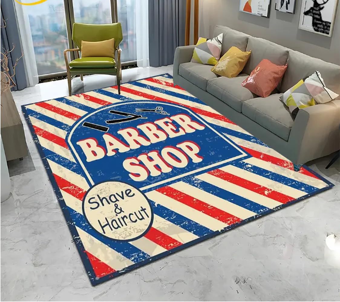 Tapis de sol crâne vintage 80x120cm antidérapant salon de coiffure