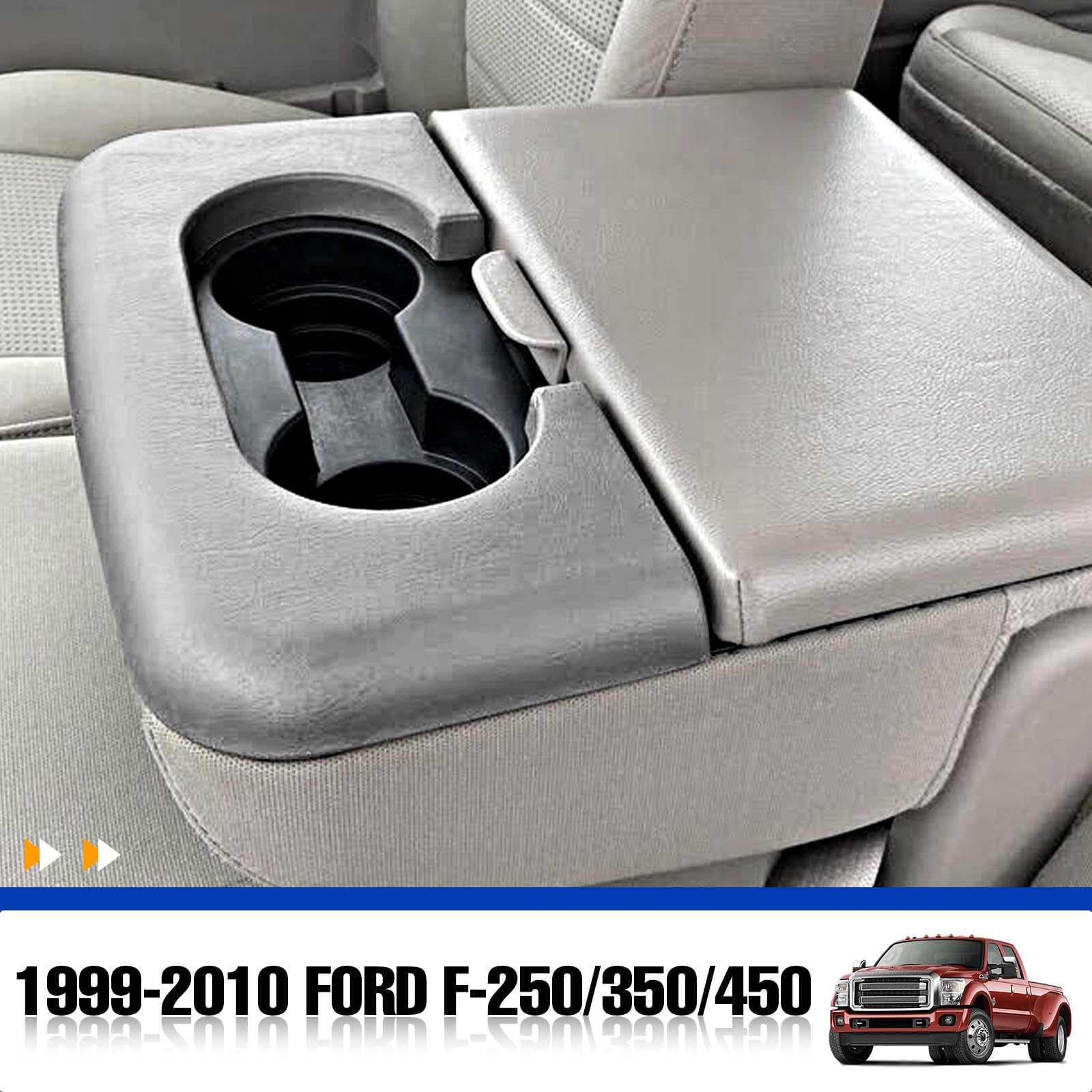 Center Console Cup Holder Armrest Replacement Pad Grey Compatible with Ford F250 F350 F450 1999-2010 Center Console Armrest Pad