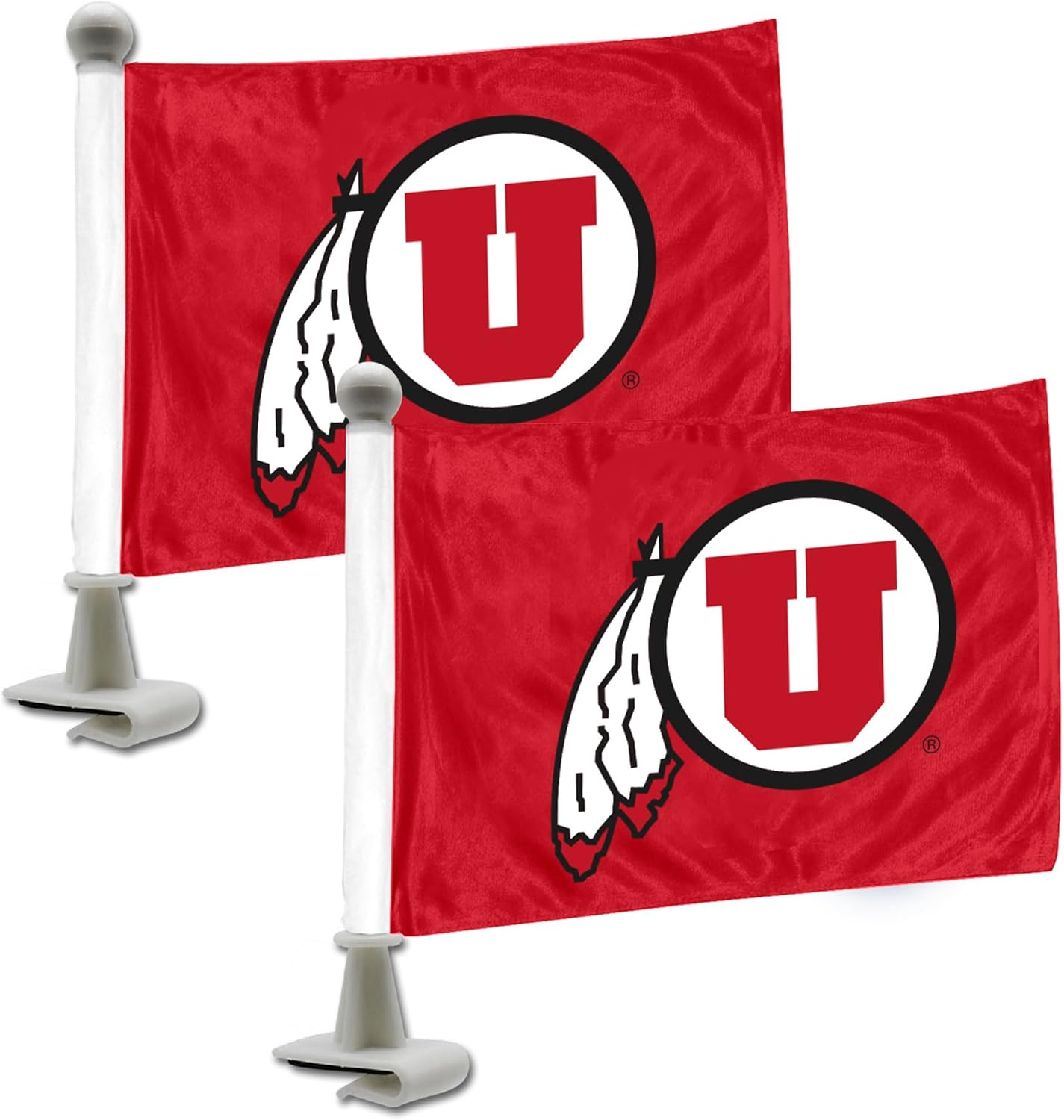 FANMATS 61837 Utah Utes Ambassador Car Flags - 2 Pack Mini Auto Flags, 4in X 6in, Perfect for Hood or Trunk