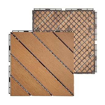 Plantex Tiles for Floor-Interlocking Wooden Tiles/Garden Tile/Quick Flooring Solution for Indoor/Outdoor Deck Tile-Pack of 1 (Keruing Wood)