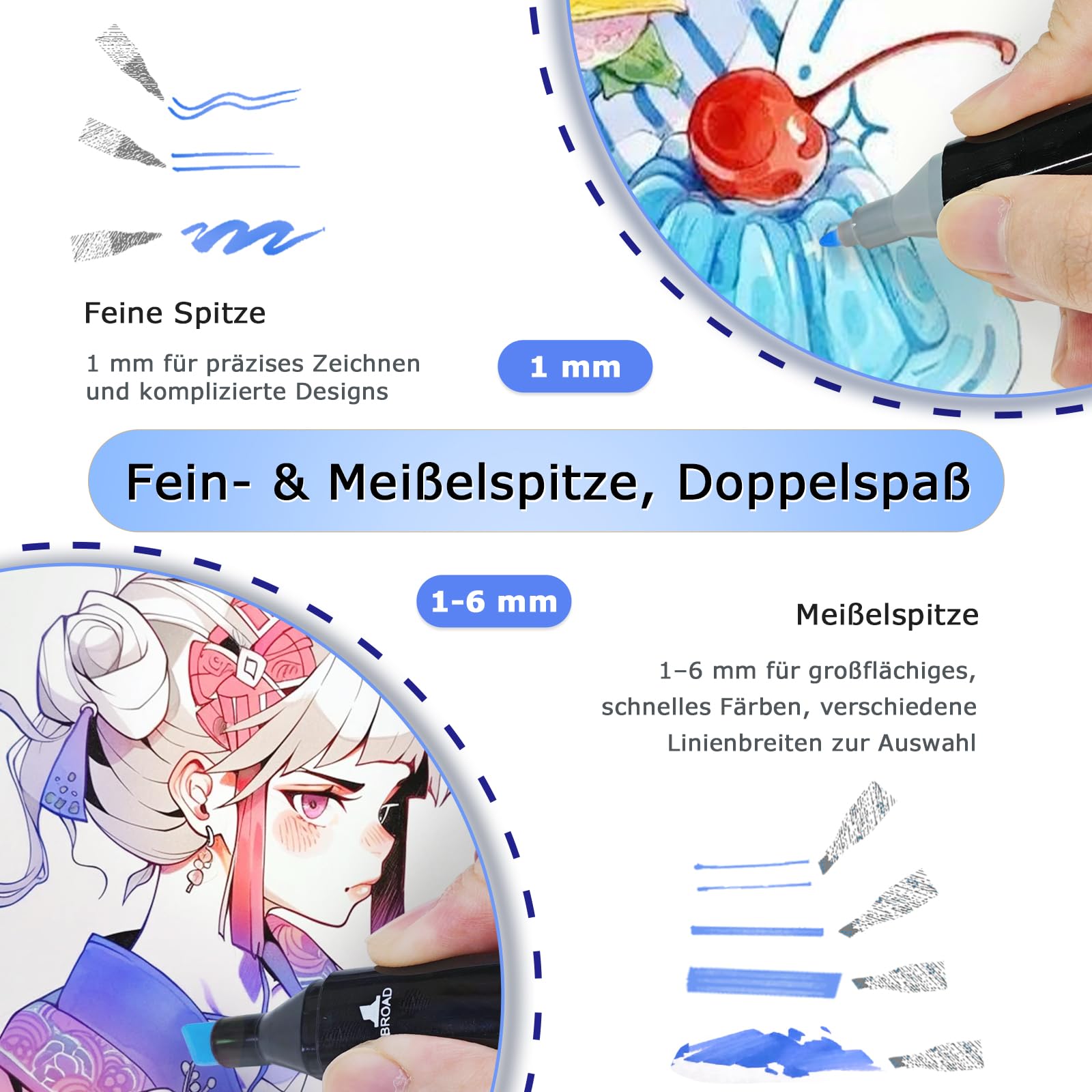 204 Farben Alkohol Marker Set, Twin Marker Permanente Alcohol Marker Stifte, Schnelltrocknend Filzstifte für Manga Design Zeichnen Erwachsenen-Malbücher Schüler Künstler