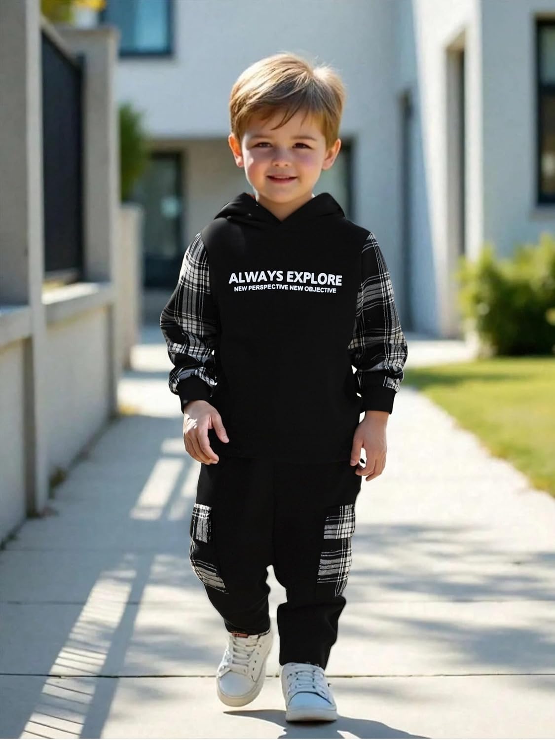 Toddler Baby Boy Clothes Plaid Long Sleeve Hoodie Sweatshirt + Pants 2pcs Boys Outfit Set - Image 8