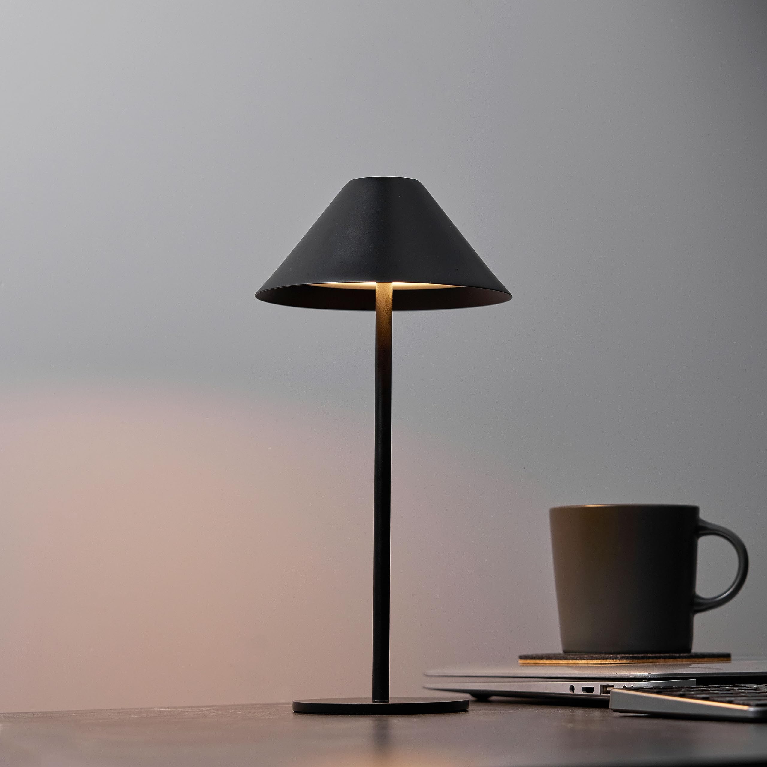 Bojim Cordless Small Table Lamp, Portable Battery Operated LED Lamp, 3 Color Stepless Dimming Touch Lamp, for Bedroom