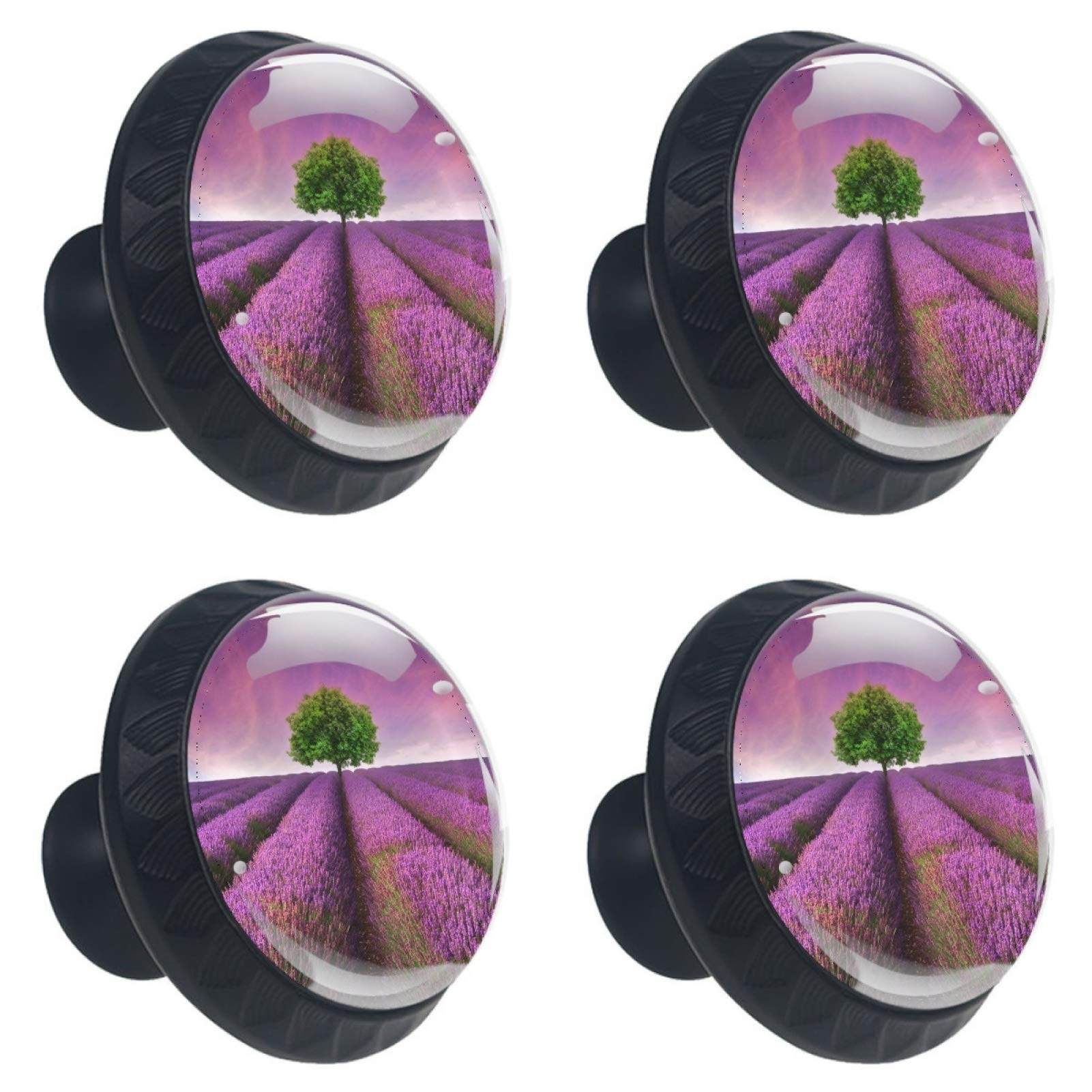Boutons de meuble ronds en verre lavande 30 mm par lot de 4 pour tiroir et placard de cuisine