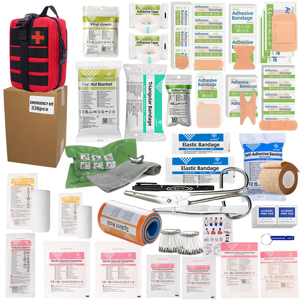 336 Stück Survival First Aid Kit Outdoor Notfall Trauma Ausrüstung Erste Hilfe Set Medizinische Taktische Tasche Medizinische Tasche für Zuhause, Auto, Schule, Camping im Freien