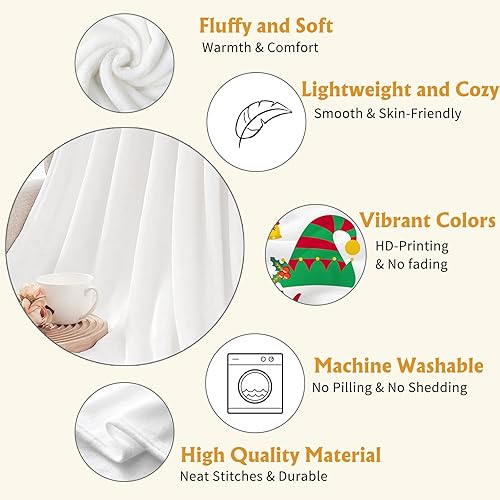 Miniatura 9 de YeeJu Manta de Navidad para niños, pequeña, color verde, de Papá Noel, para niñas, niños, cama de bebé, suave, ligera, mullida, manta de forro polar