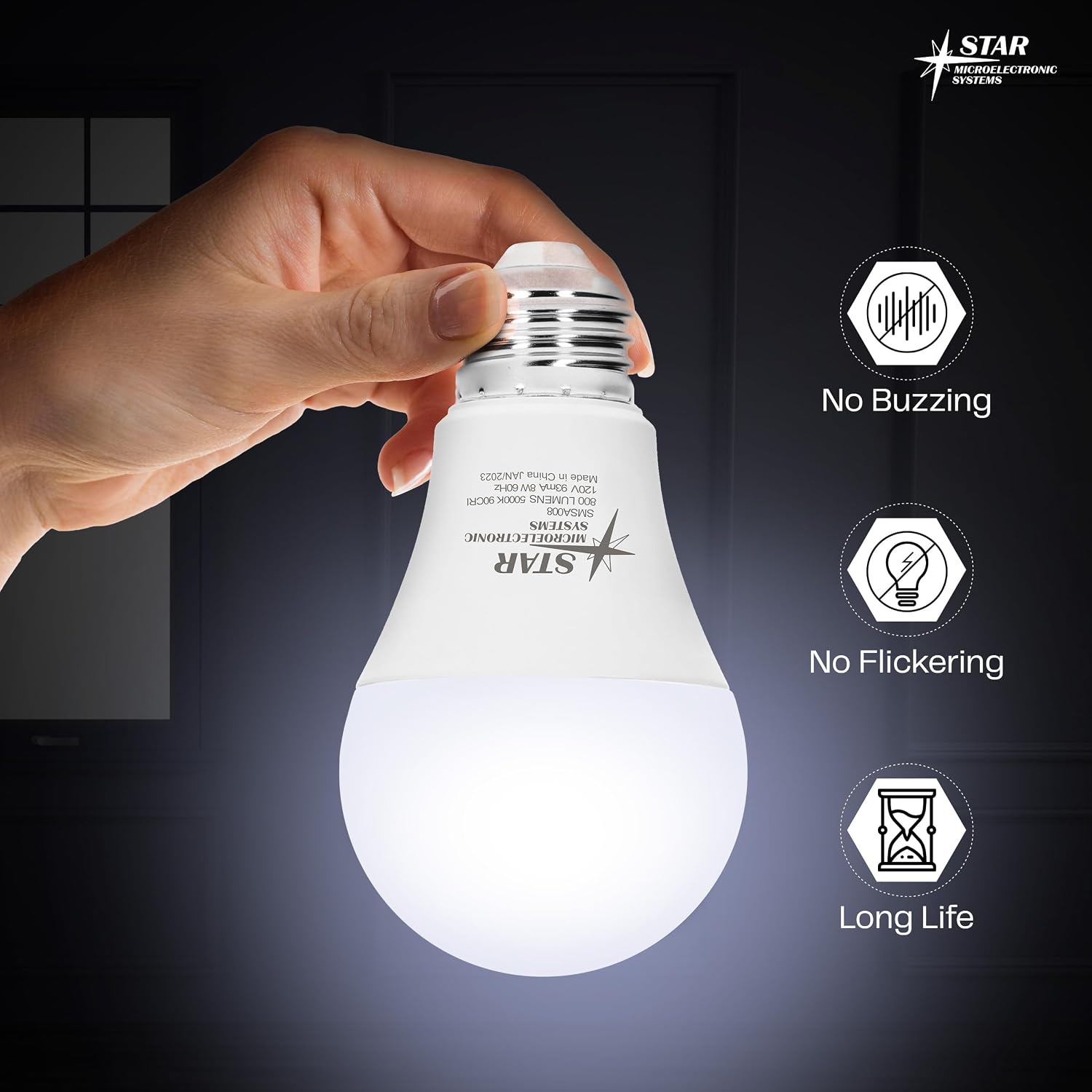 LED Light Bulb 90 CRI 800 Lumens 5000K 33,000Hrs A19 Non-Dimmable (10 Pack)