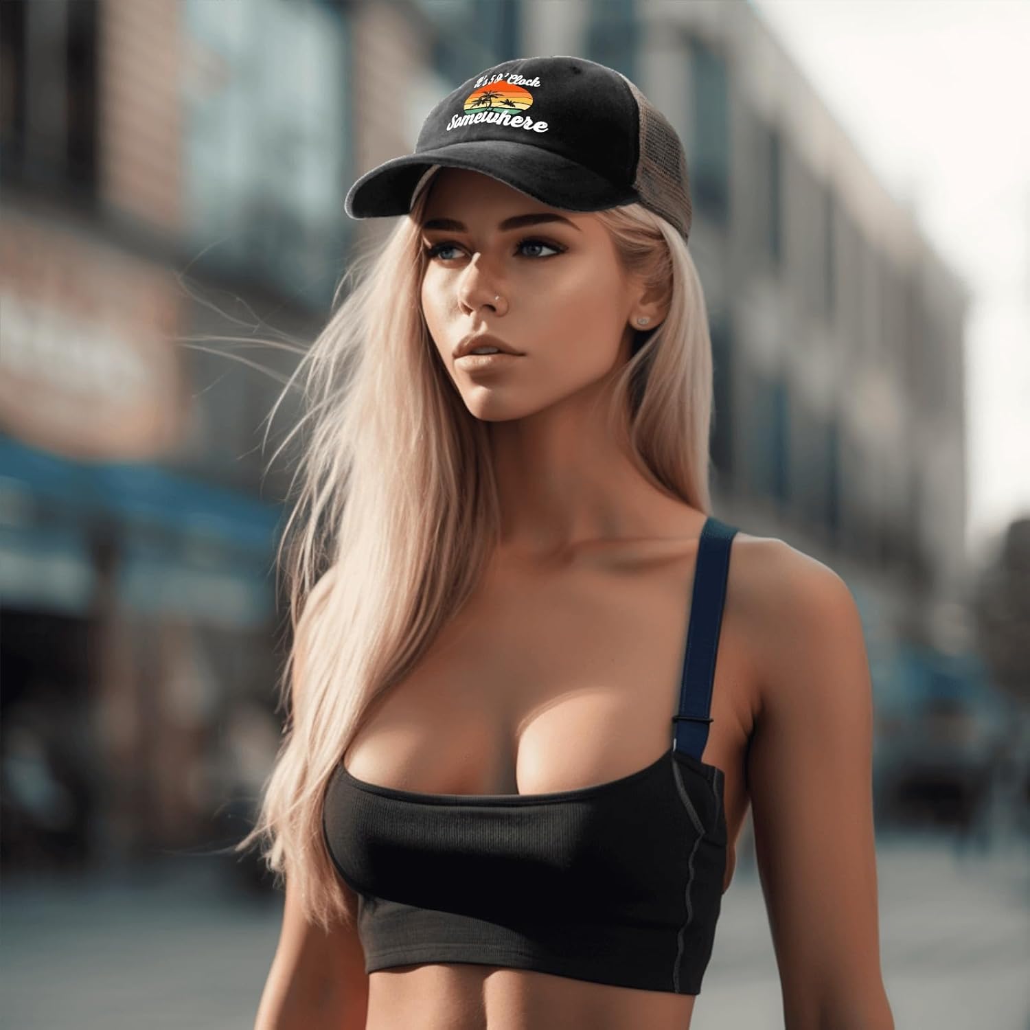 Jimmy Hat It's 5 O'Clock Somewhere Hat Trucker Hat Men Vintage Mesh Cap for Summer - Image 4