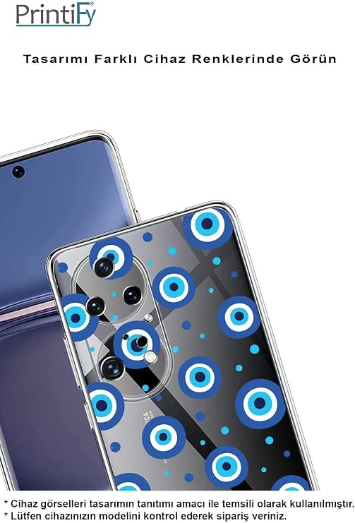 PrintiFy Apple iPhone 5S ile Uyumlu Nazar Boncuğu 1 Baskılı Kamera Korumalı Şeffaf Silikon Kılıf
