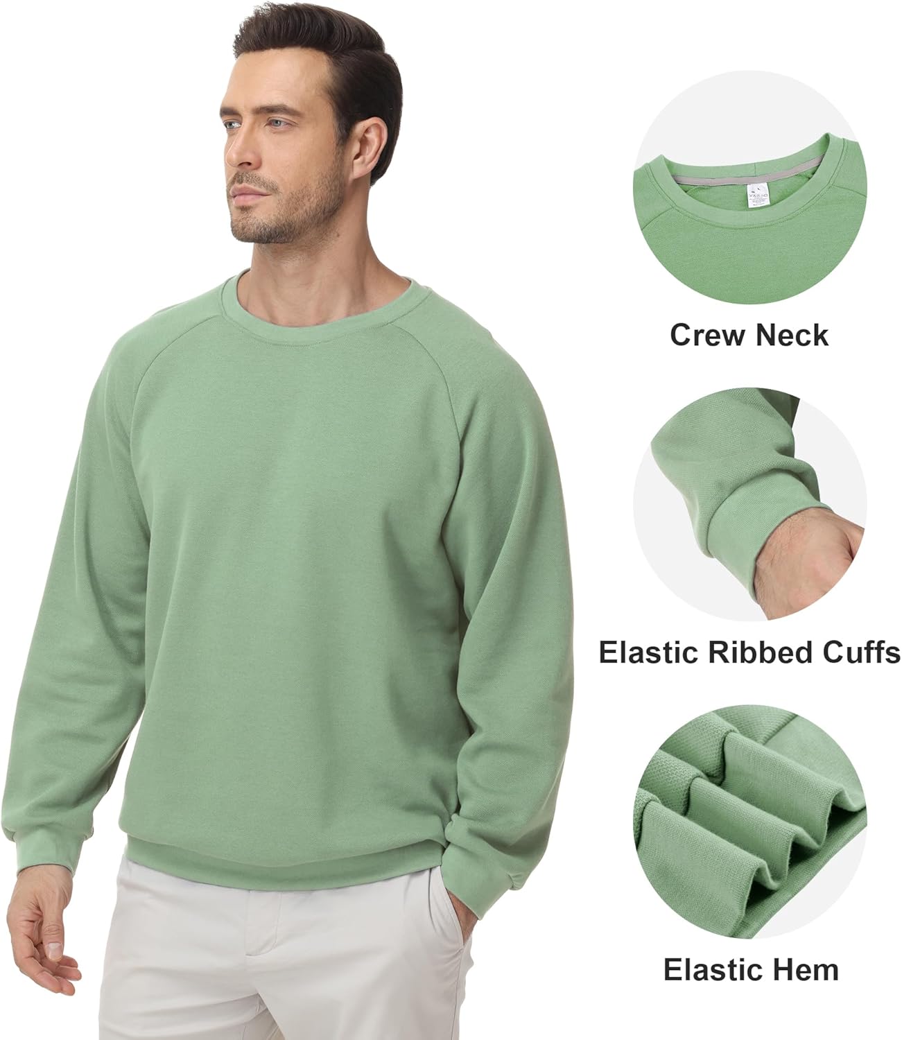 Men’s Lightweight Thin Cotton Crewneck Sweatshirt – Casual Long Sleeve Pullover for Spring & Fall Layering - Image 5