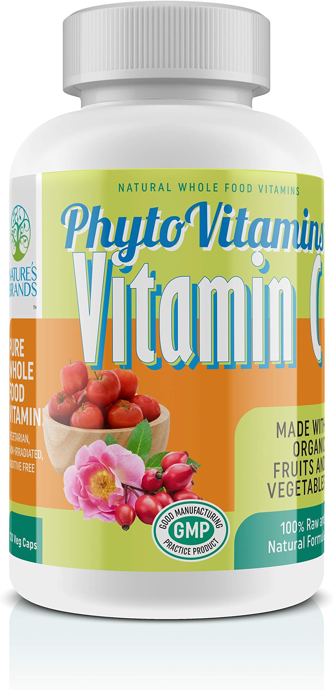 Organic Whole Food Vitamin C by PhytoVitamins; 120-Count Vegetarian Capsules