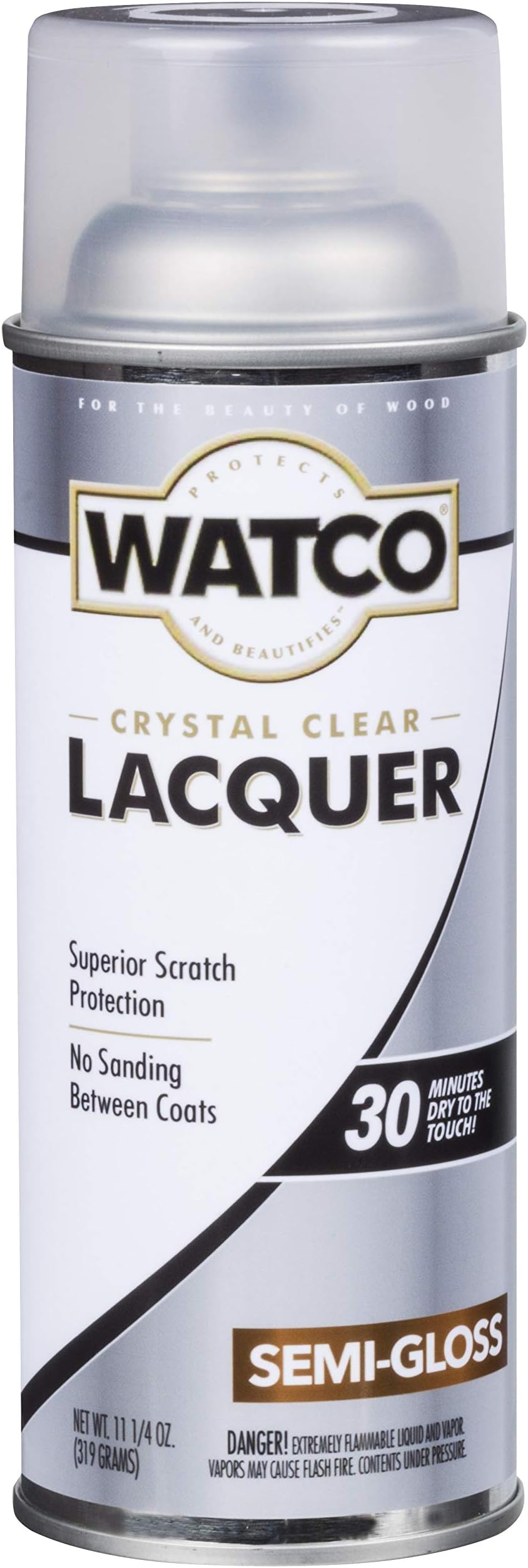 Watco 63181 Lacquer Clear Wood Finish Spray, 11.25 oz, Semi-Gloss Clear
