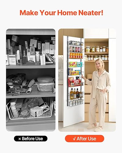 Miniatura 6 de VEVOR Organizador de despensa sobre la puerta, organización y almacenamiento de despensa de 8 niveles, estante de especias colgante de acero