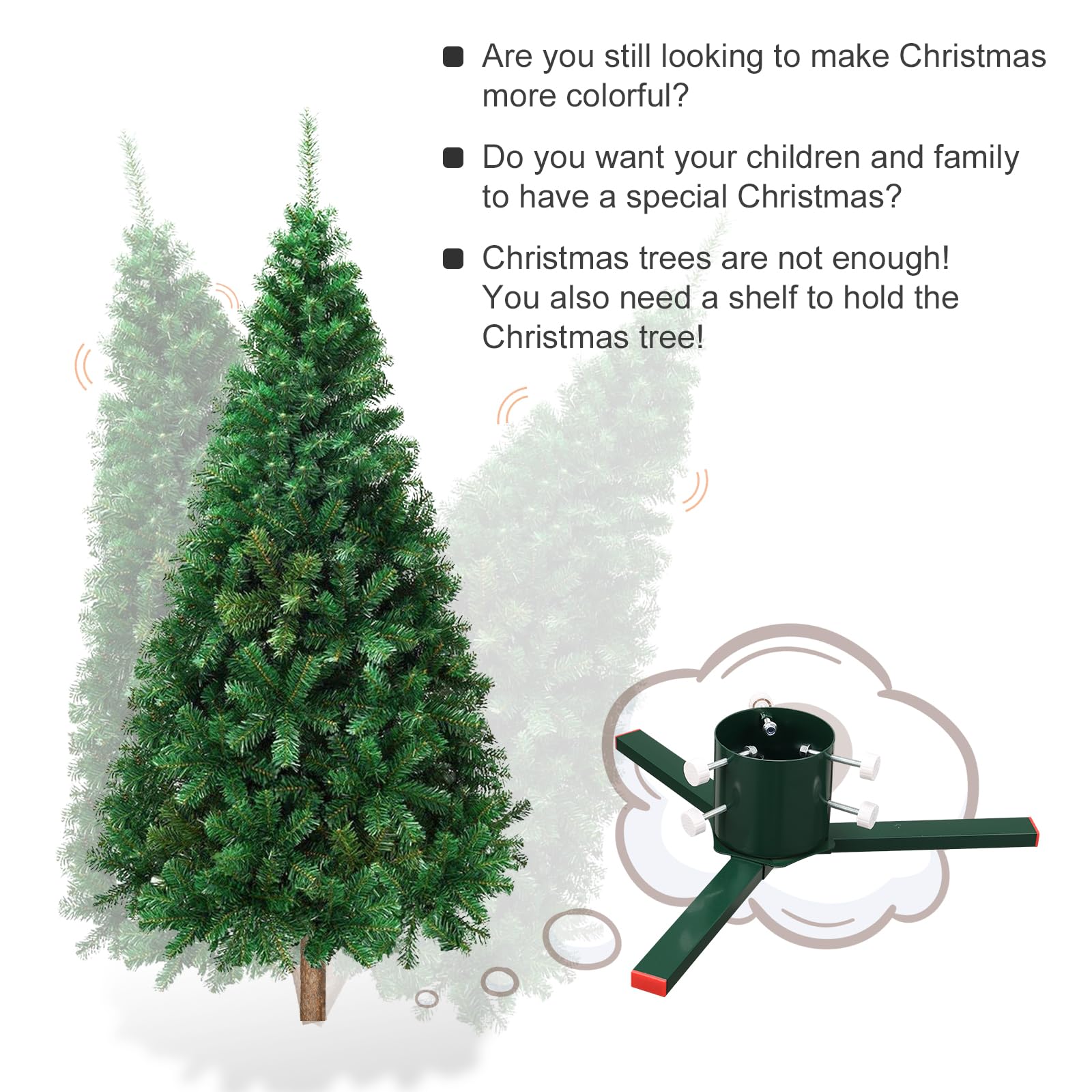 Soporte para árbol de Navidad, soporte resistente desmontable para árbol de Navidad, adecuado para troncos de 3 a 5.5 pulgadas, base adecuada para abeto de pino y álamo de 4 a 10 pies (verde)