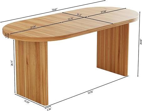 71 Natural Walnut Oval Extendable Dining Table