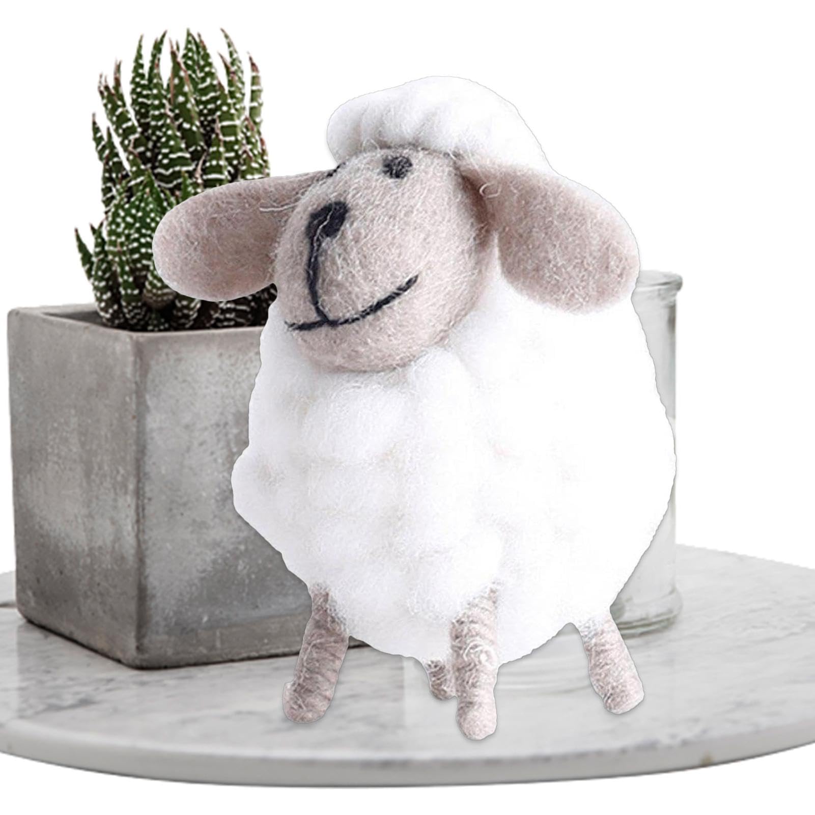 Amazon.co.jp: フェルト羊の置物、ハンドメイドフェルトの子羊の置物
