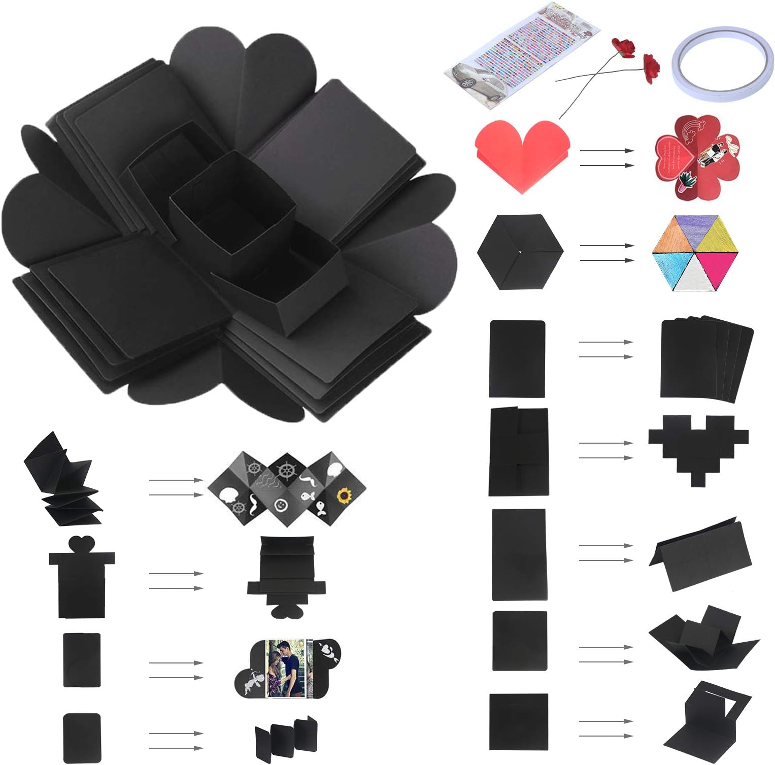 KATOOM Explosion Box,Scrapbooking Gift Box Creative DIY Photo Album Folding Handmade Memory Box for Valentine's Day Graduation Gift Wedding Engagement Birthday Anniversary