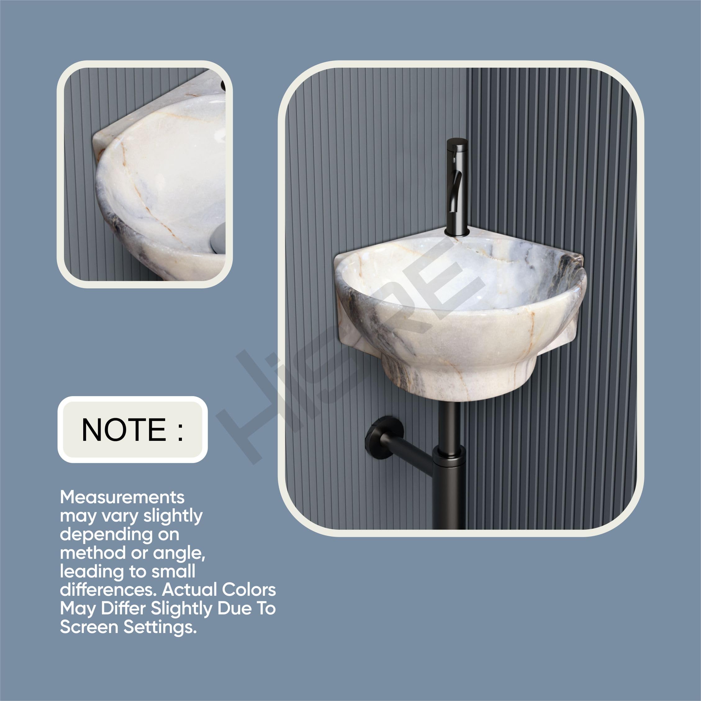 HISRE Wall Mounted Wash Basin for Bathroom | Ceramic Wash Basin Wall Hung Small Corner Wash Basin/Sink (Style - E), photo 4 of 5