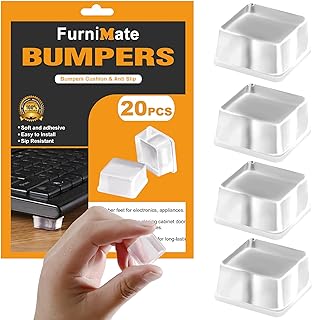 Rubber Feet for Cutting Board, 20PCS Rubber Bumpers Self Adhesive, Clear Rubber Bumper Pads, Square Adhesive Bumper Pads for Speakers, Laptop, Appliances