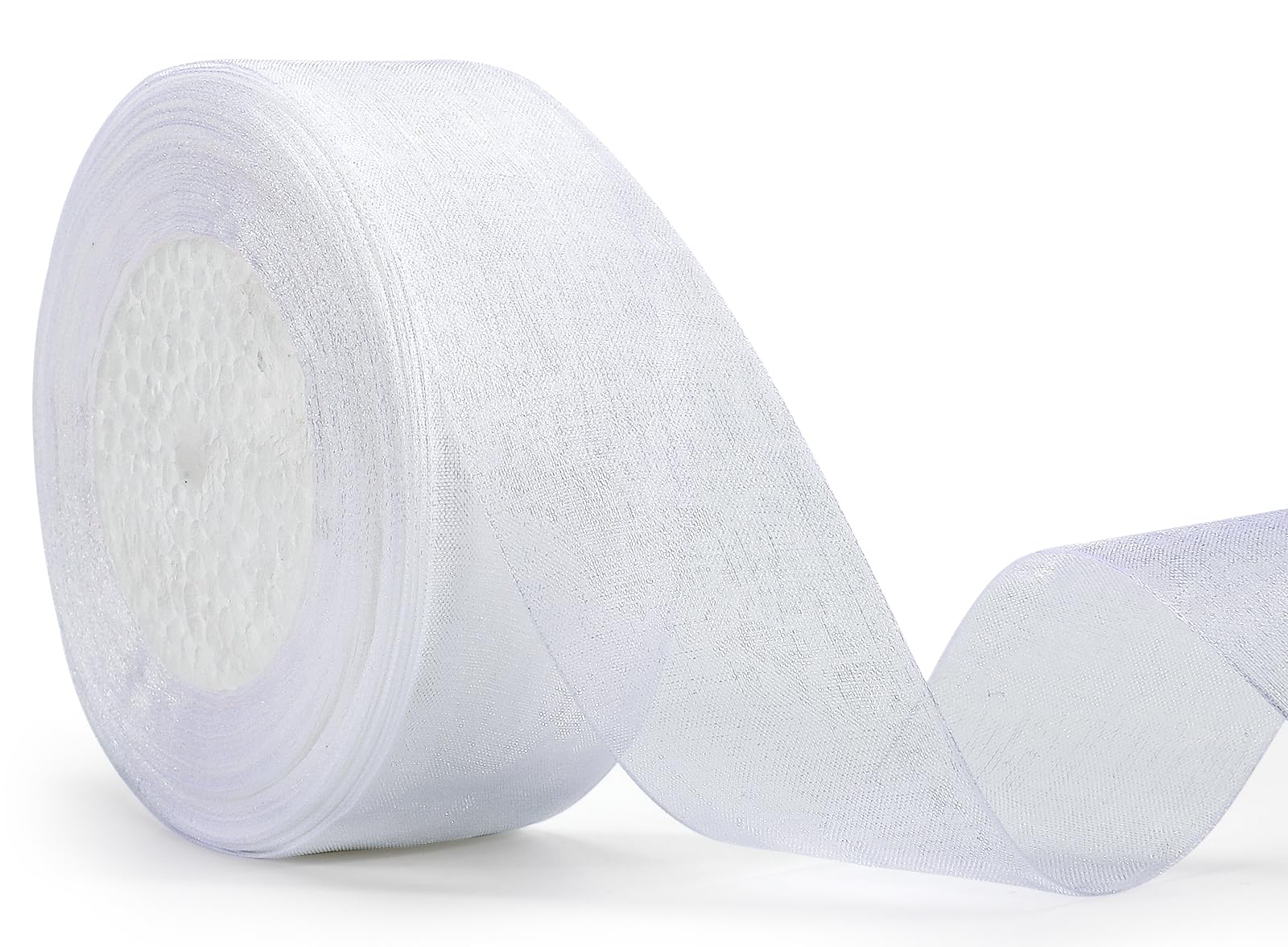 jijAcraft 40mm White Organza Ribbon: 45m Sheer Organza Chiffon Ribbons Craft Ribbons Gift Wrapping Ribbon for Weddings Crafts Gift Bows Party Christmas Decorations