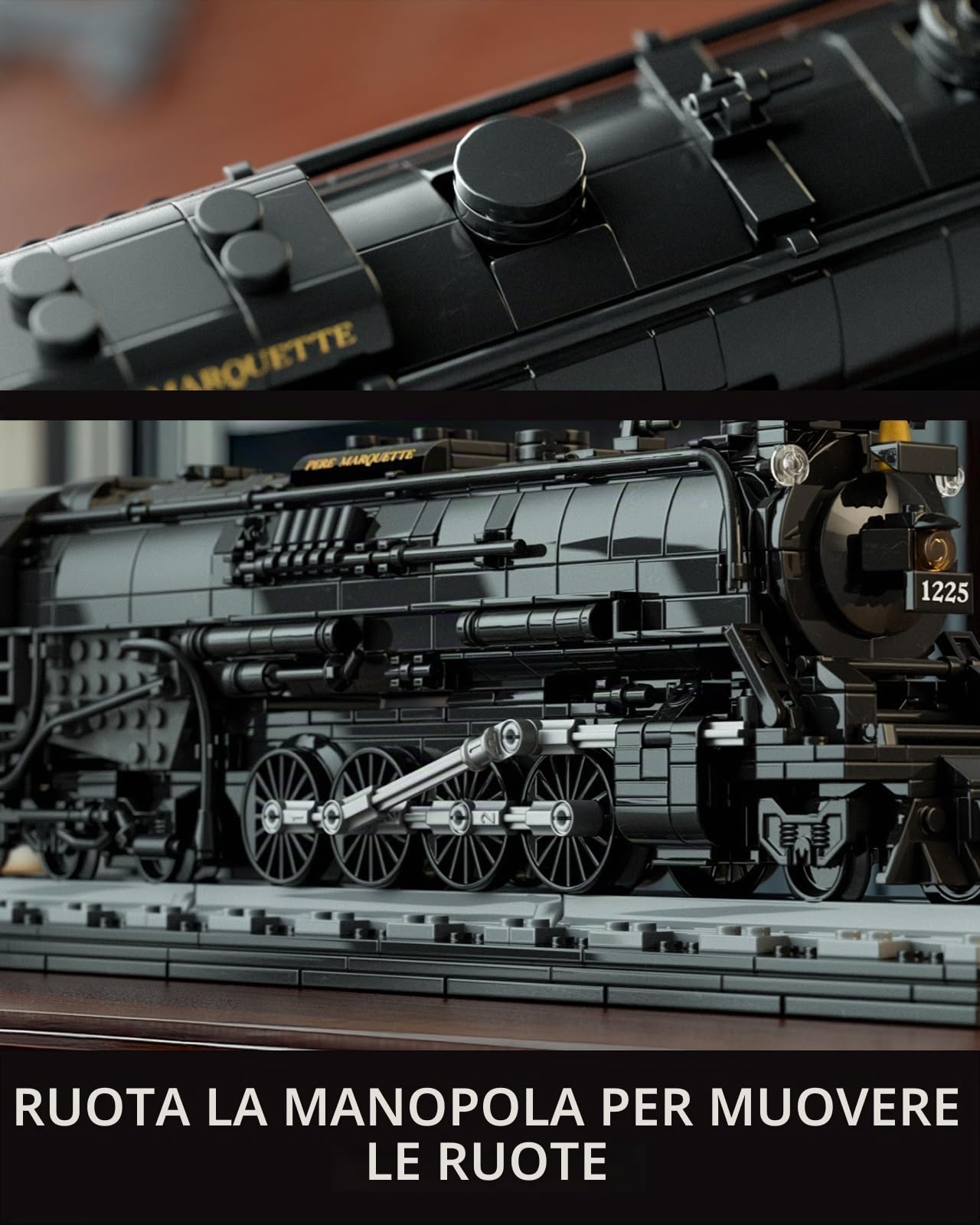 Nifeliz 1225 Set di costruzione di locomotive, giocattolo classico modello di treno a vapore per collezionisti adulti, esposizione e regalo (1.587 PCS, NF10323)