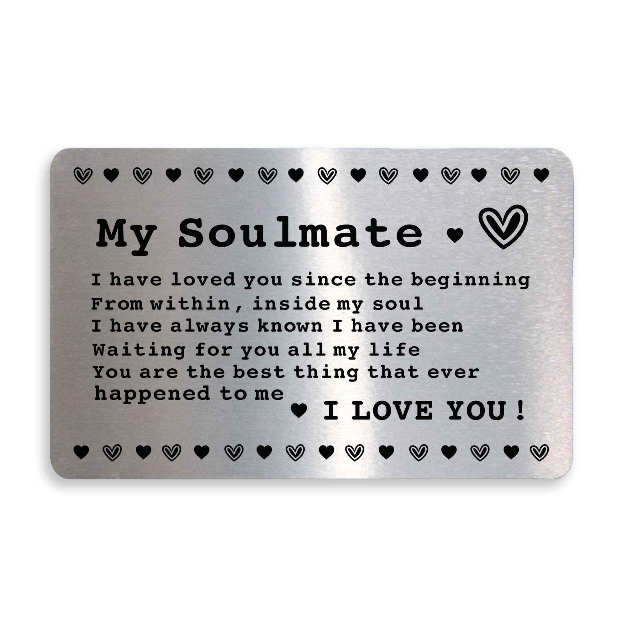 My Soulmate Gift For Valentines Day Anniversary Metal Card Gift For Him Her Keepsake