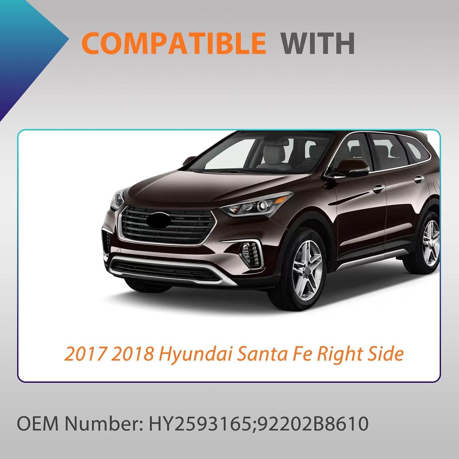 JX RACING Front LED DRL Fog Light Set Compatible with Hyundai Santa Fe 2017 2018 2019 Passenger/Right & Drive/Left Side Fog lamp W/Bulbs for 14892177 92202B8610 HY2592165 (Left Side)