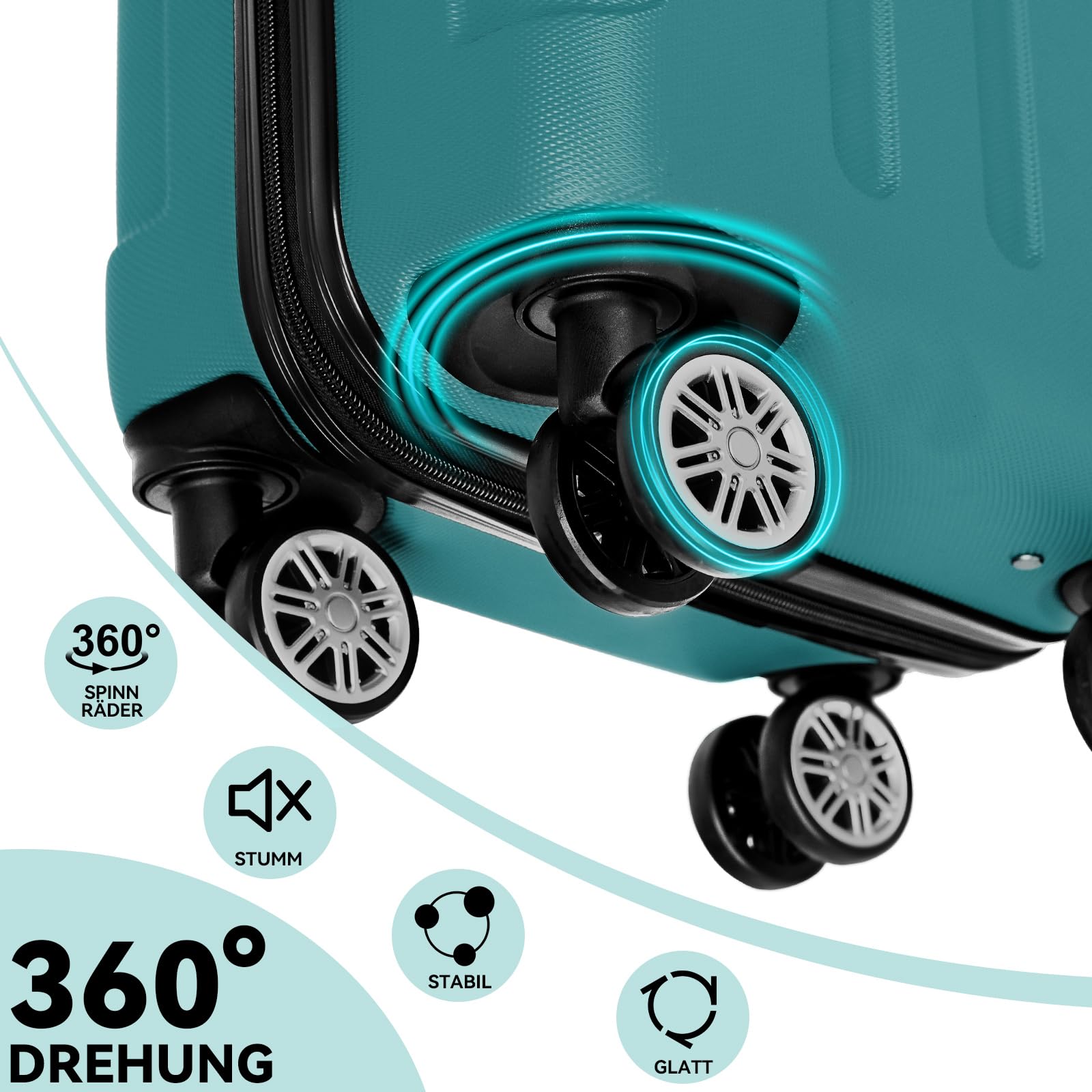 BEIBYE Zwillingsrollen Hardcase Reisekoffer Koffer Trolleys Hartschale in XL-L-M in 14 Farben (Dunkelgrün, Handgepäck (55cm))