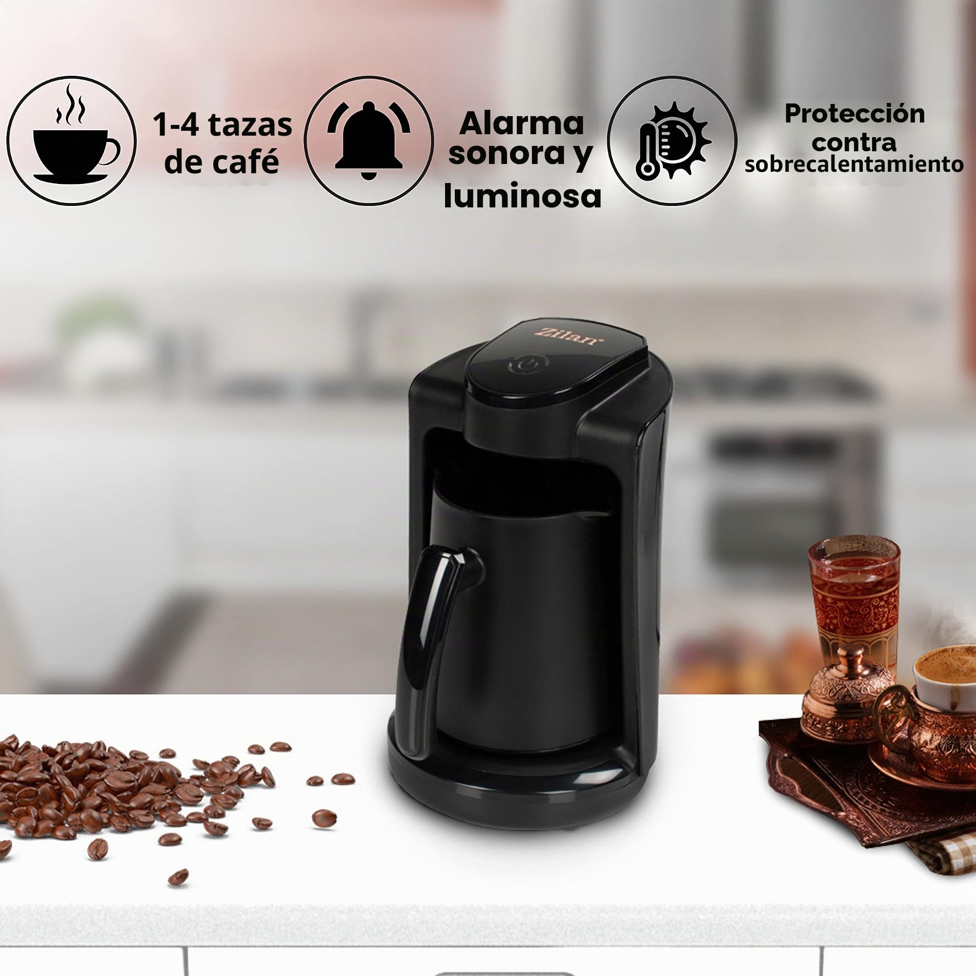 Zilan Cafetera moka pequeña individual cafetero interruptor de acero inoxidable moca 1-4 tazas