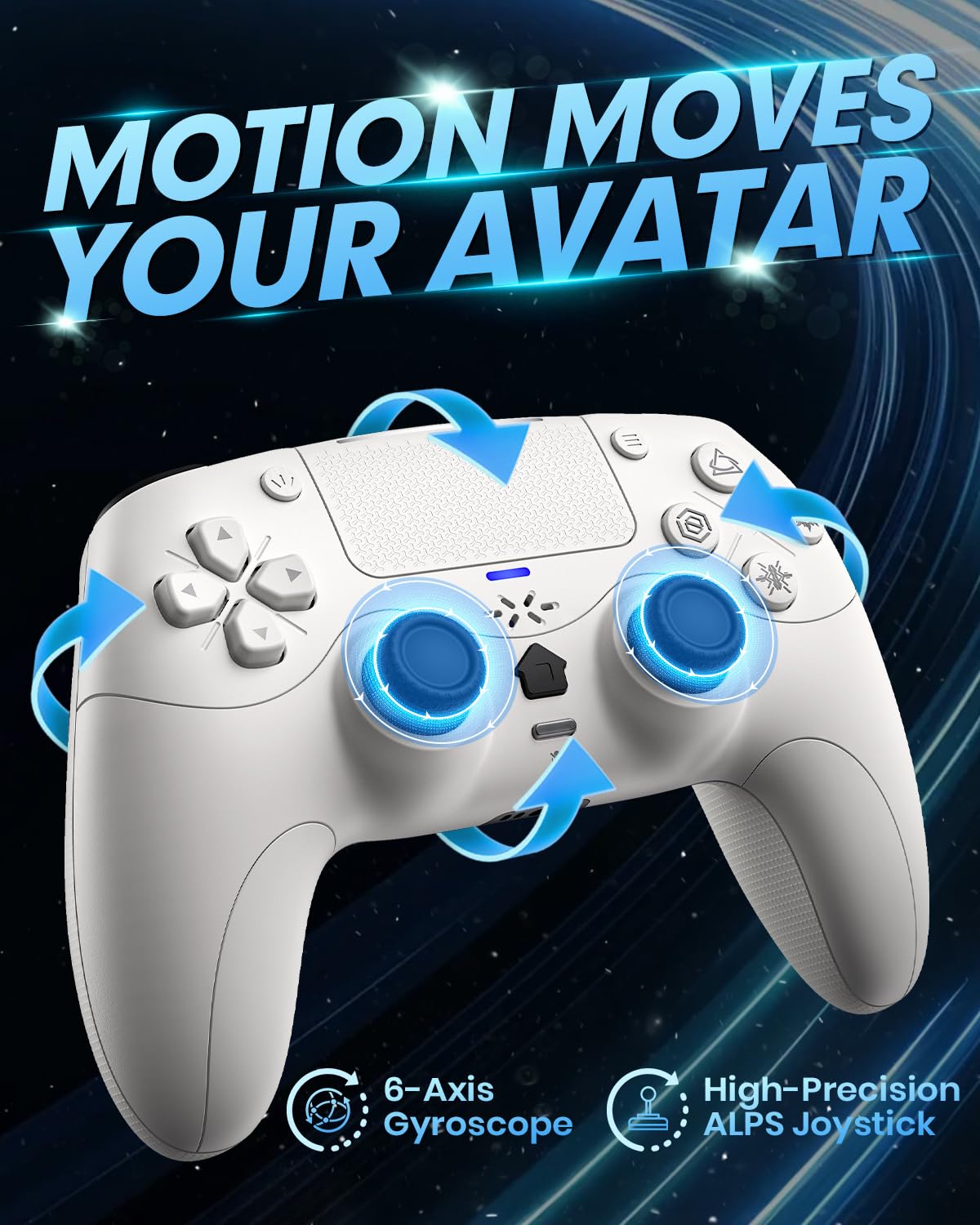 Gamrombo Wireless Controller für PS5/PC, mit Dynamischen Response Triggern, HD-lineare Vibration, 2000mAh-Akku, Integriertes Mikrofon, Lautsprecher & Stummschalt-Taste, 6-Achsen-Bewegungssteuerung
