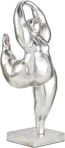 Miniatura 2 de Deco 79 Escultura de bailarina Polystone, 7 x 8 x 20 pulgadas, plata
