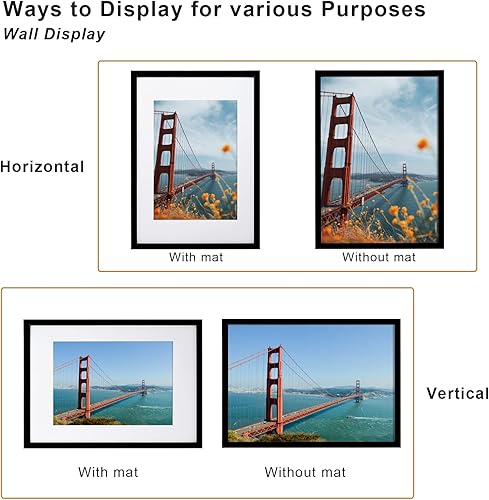 Miniatura 3 de KINLINK Marco de Fotos A3 Negro Juego de 1, Marco de Fotos de Madera A4 con Paspartú con Plexiglás para A4 con Paspartú o A3 sin Paspartú para