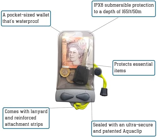 Miniatura 3 de Aquapac Keymaster - Funda impermeable para llaves de coche para natación, surf o kayak, soporte para dinero impermeable bajo el agua, bolsa de