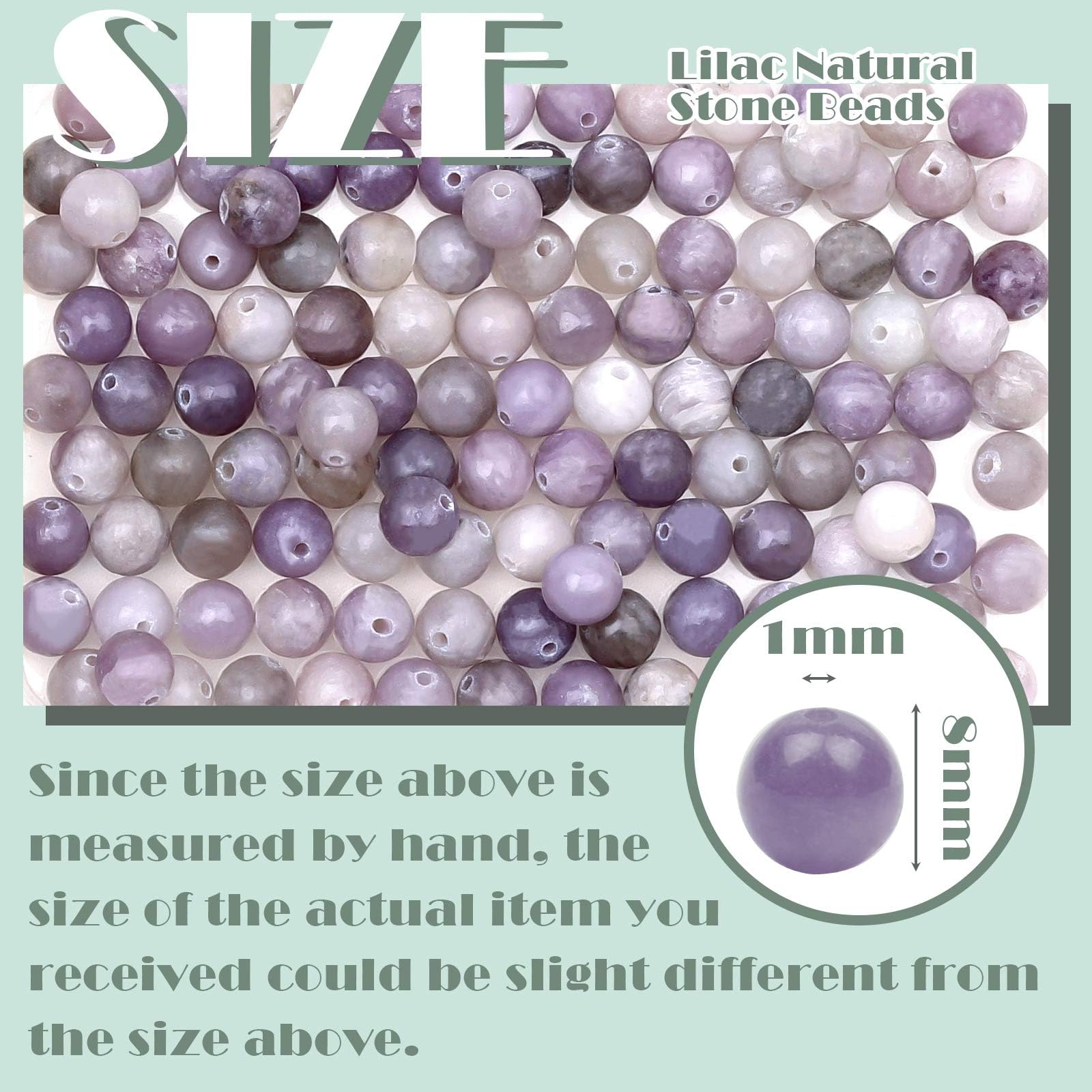 8mm Round Lilac Gemstone Beads - Image 2